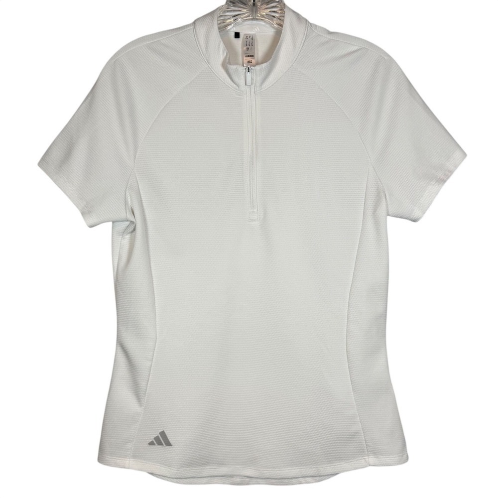 ADIDAS Women's Mock Neck Quarter Zip Golf Shirt, White, Athletic, Size Small